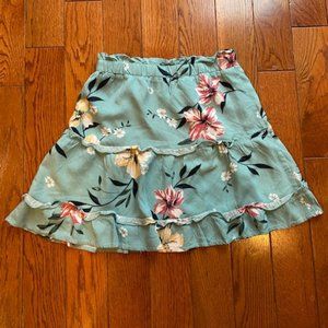 Teal Floral Mini Skirt - TOBI - XS